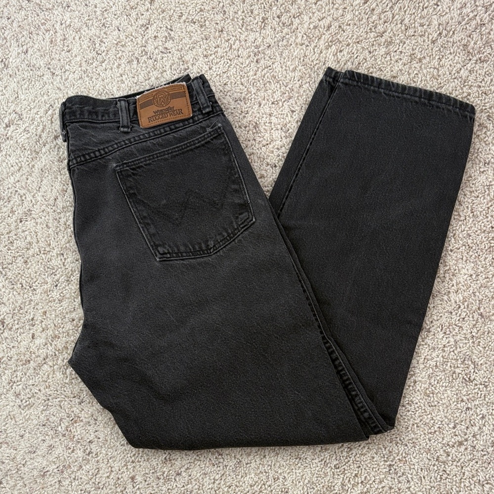 VINTAGE Wrangler Black Dark Denim Jeans 34” waist